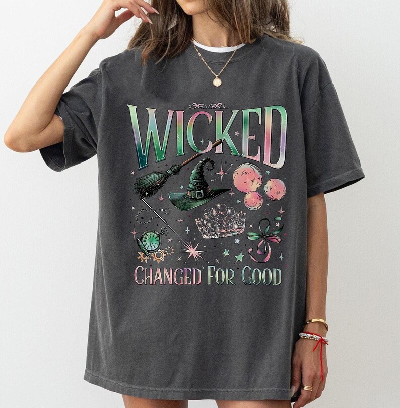Vintage Wicked Change For Good Shirt Defy Gravity Broomstick Magic Wand