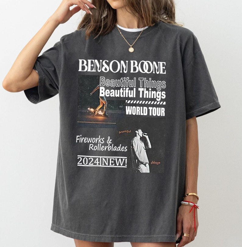 Benson Boone World Tour 2025 Shirt Fireworks And Rollerblades Boone 2025 Concert Shirt