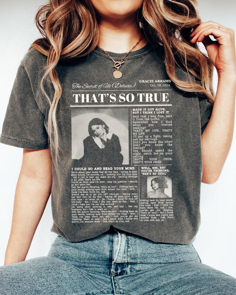 Gracie Abrams That'S So True Shirt The Secret Of Us Tour 2025 Shirt Gracie Abrams Merch