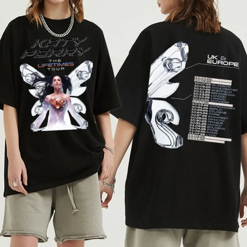 Katy Perry 2025 Tour T-Shirt Uk Europe Cotton Hip Hop Vintage Tee