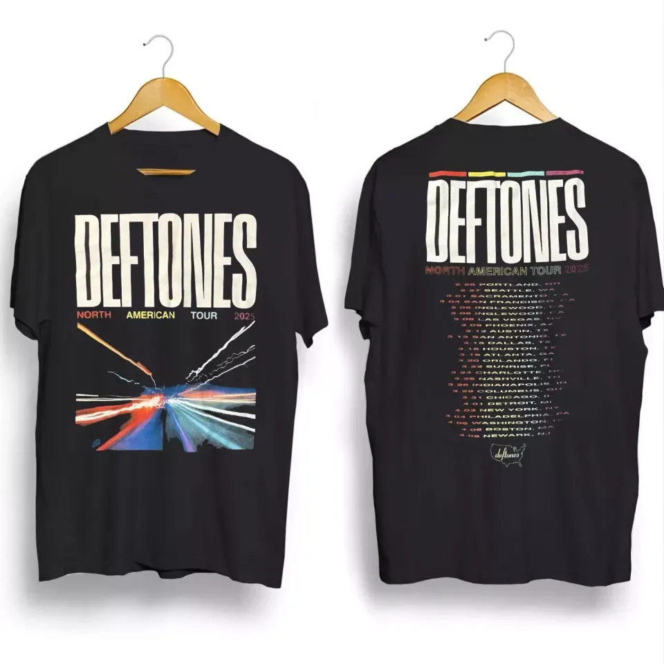 Deftone 2025 North American Tour Black T-Shirt Gifts Fan S-4Xl