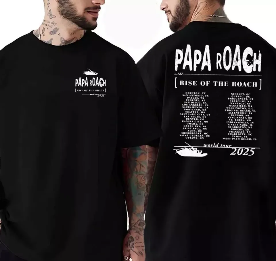 Papa Roach Rise Of The Roach 2025 North American Tour T-Shirt, Fan Gift Gift Men