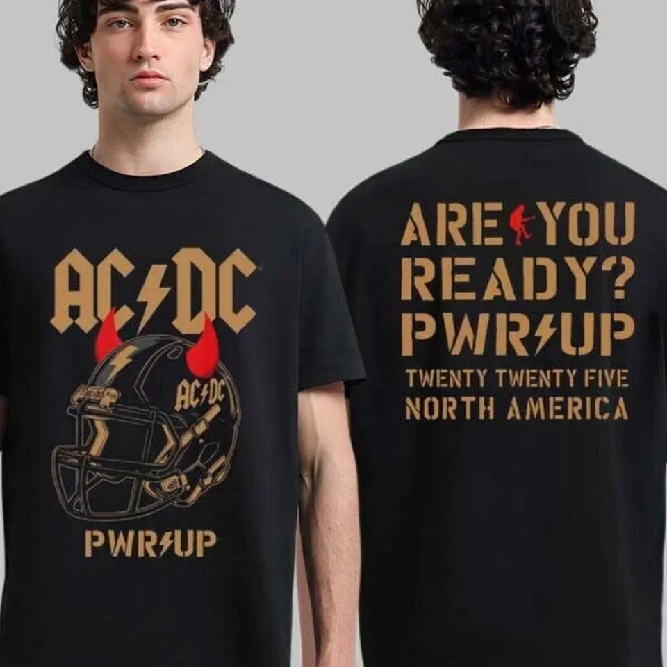 Ac-Dc Are You Ready Football Helmet Pwr Up North America Tour 2025 2 Side T-Shirt