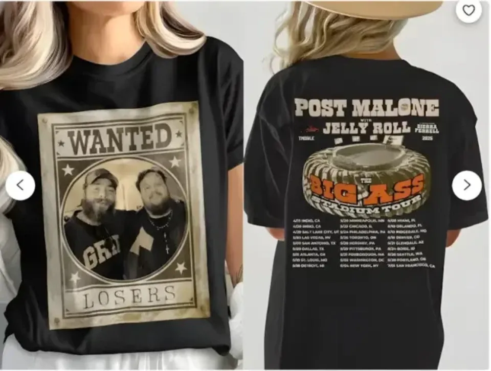 Post Malone Big Ass Stadium Tour 2025 Double Sided T-Shirt