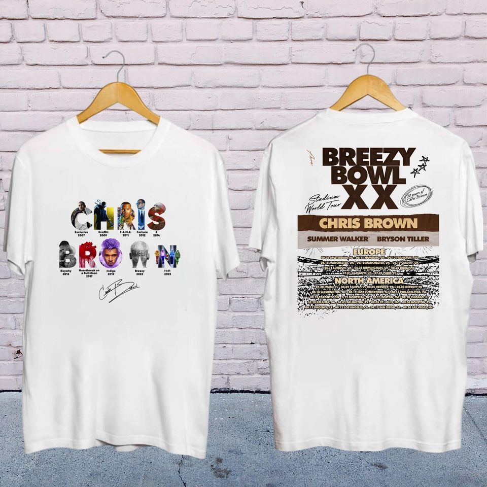 Chris Brown 2025 Concert Shirt, Chris Brown Breezy Bowl Xx Tour 2025 Shirt, Chris Brown Fan Gift, Chris Brown Merch, Chris Brown Graphic Tee