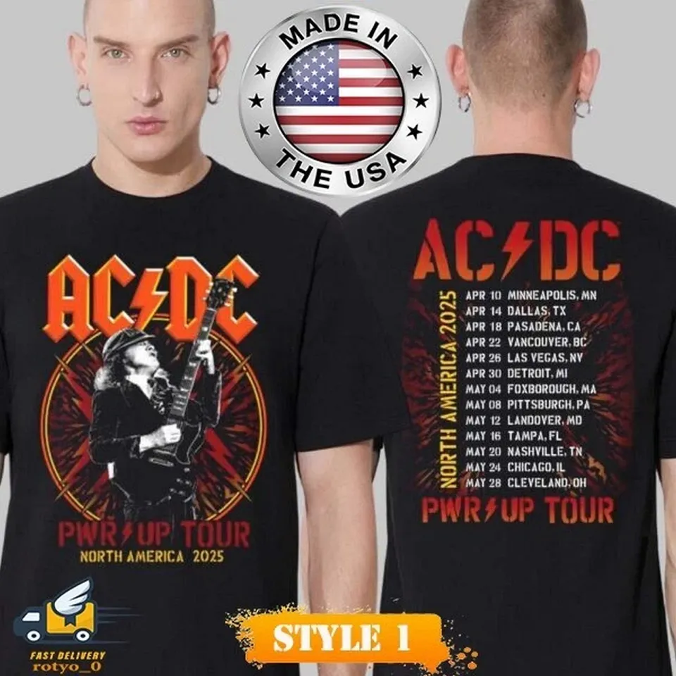 Ac-Dc 2025 Power Up Tour North American Tour 2Sided Cotton T-Shirt Gift Rock Fan