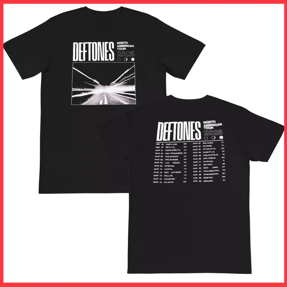 Deftone Rock Album Black 2025 Usa Made Tour Concert T Shirt