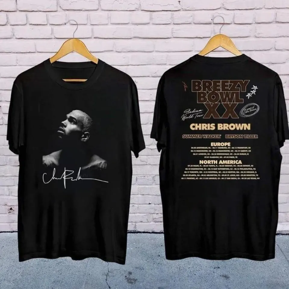 Chris Brown Breezy Bowl Xx Tour 2025 T-Shirt Album Shirt Chris Brown Fan Gift