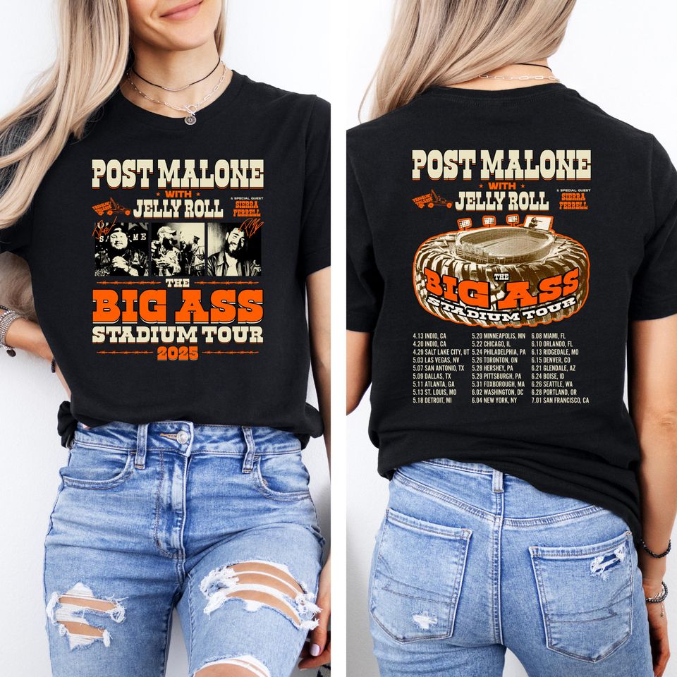 Post Malone Jelly Roll Double Sided T-Shirt, Western Graphic Tee, Country Music Concert Outfit