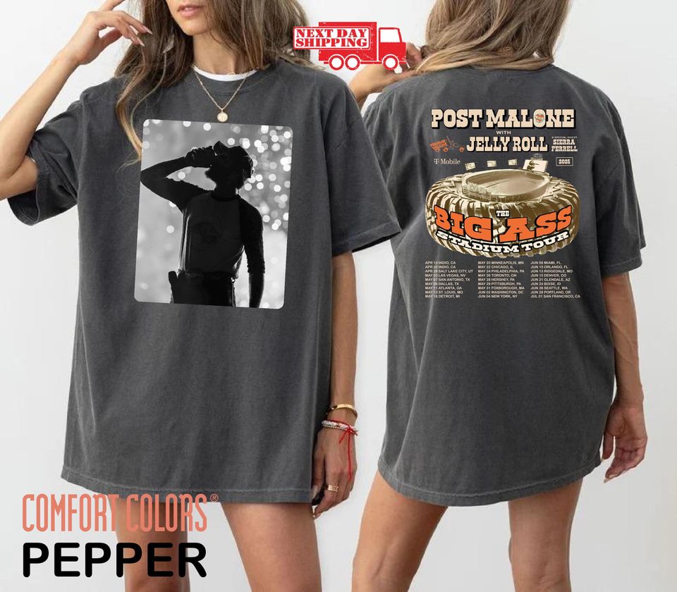 Post Malone Double Sided T-Shirt, Malone Rap Music Shirt, Big Ass Stadium Tour, Posty Music Album