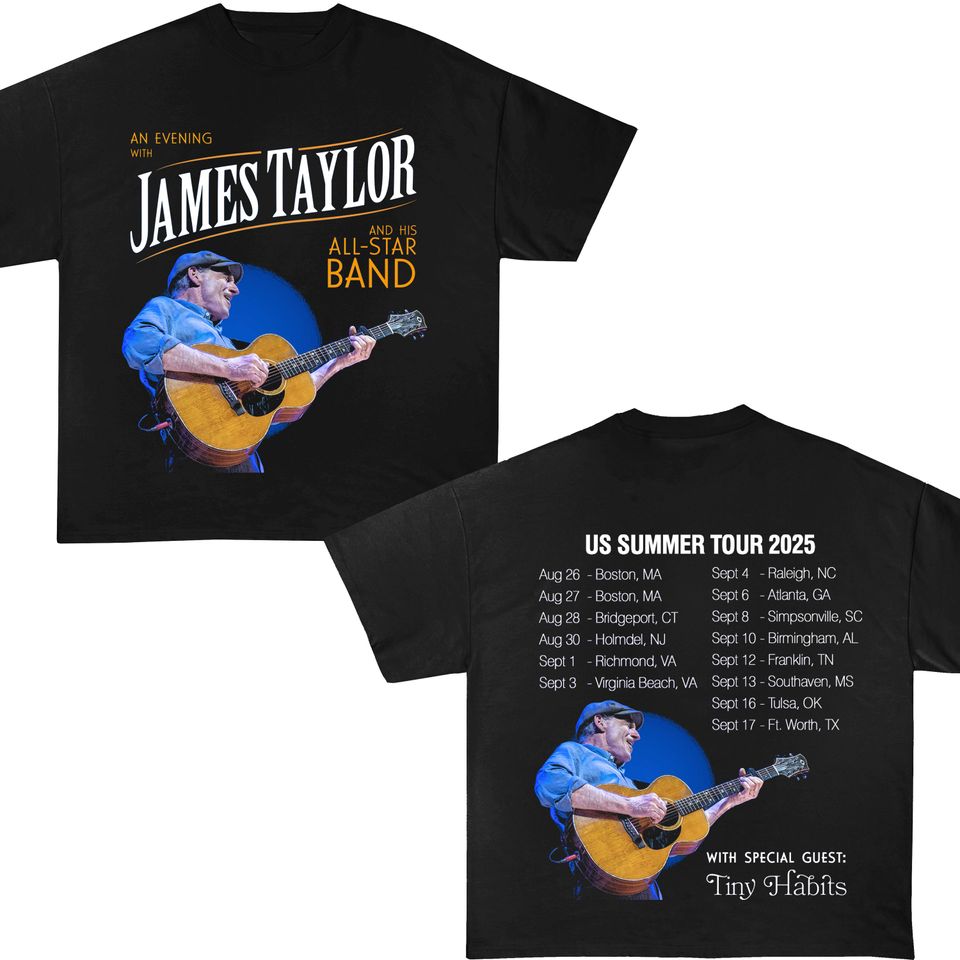James Taylor Summer Tour 2025 Double Sided T-Shirt