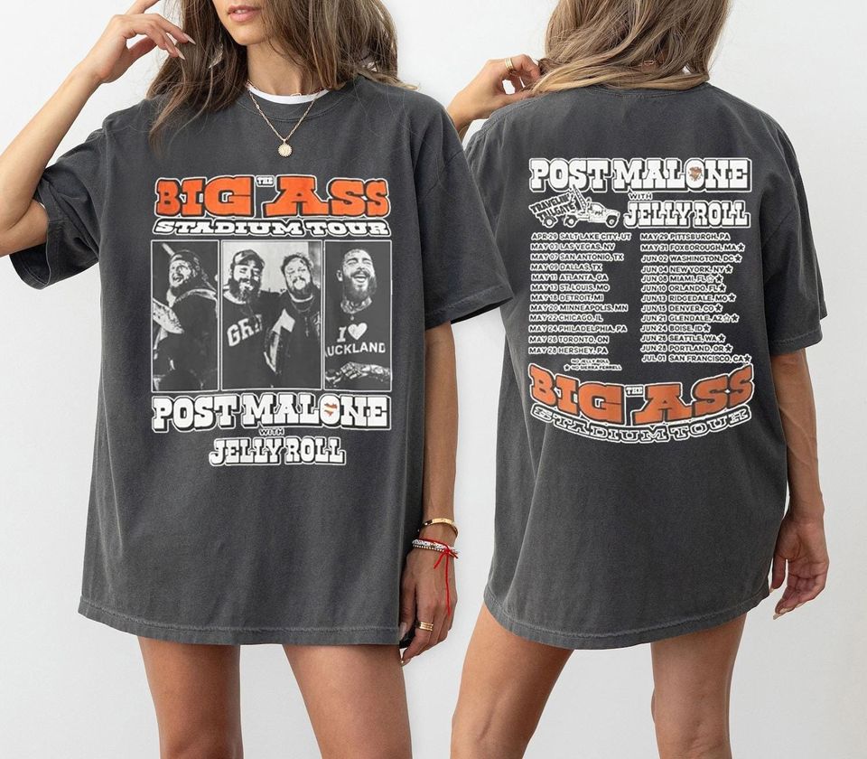 Post Malone Jelly Roll 2025 Tour Double Sided T-Shirt
