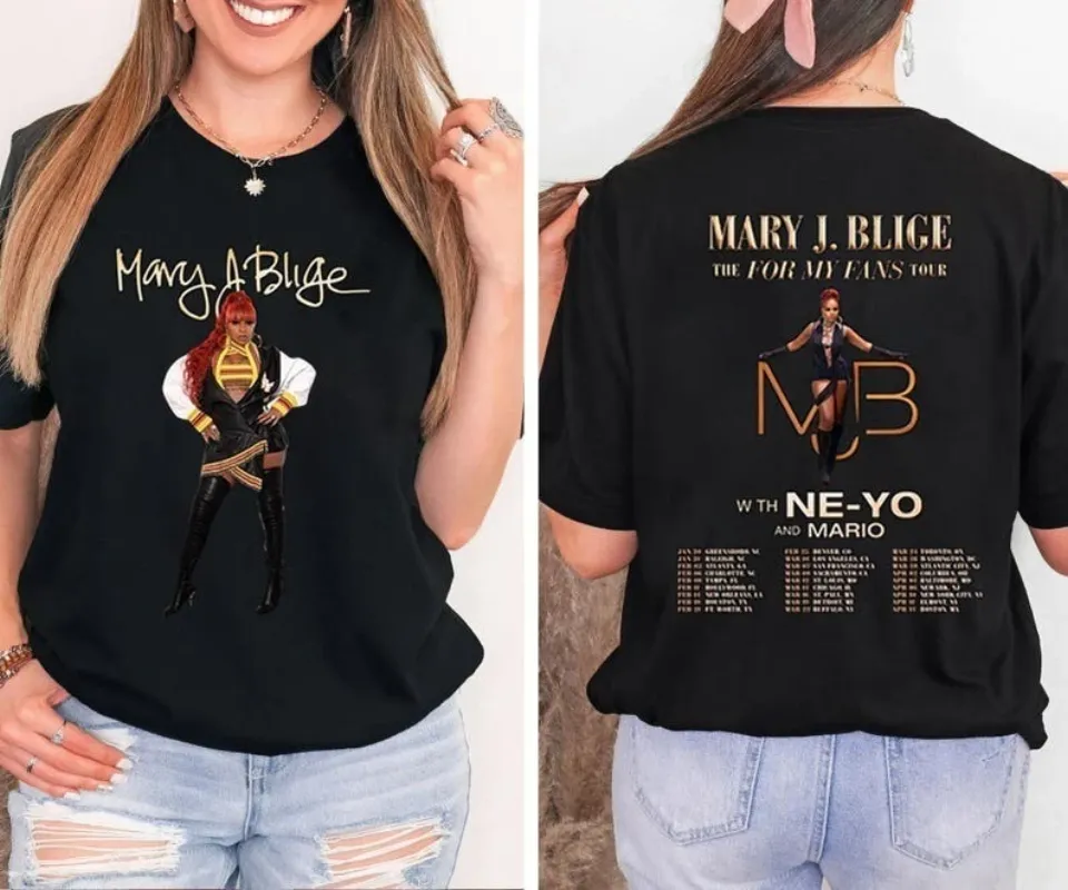 Mary J Blige Graphic Shirt, Mary J Blige The For My Fans Tour 2025 T-Shirt