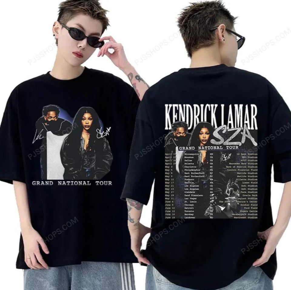 Vintage Kendrick Lamar-Sza Grand National Tour 2025 New Album T Shirts Men'S Hip Hop Oversized Cotton T-Shirt Unisex Streetwear