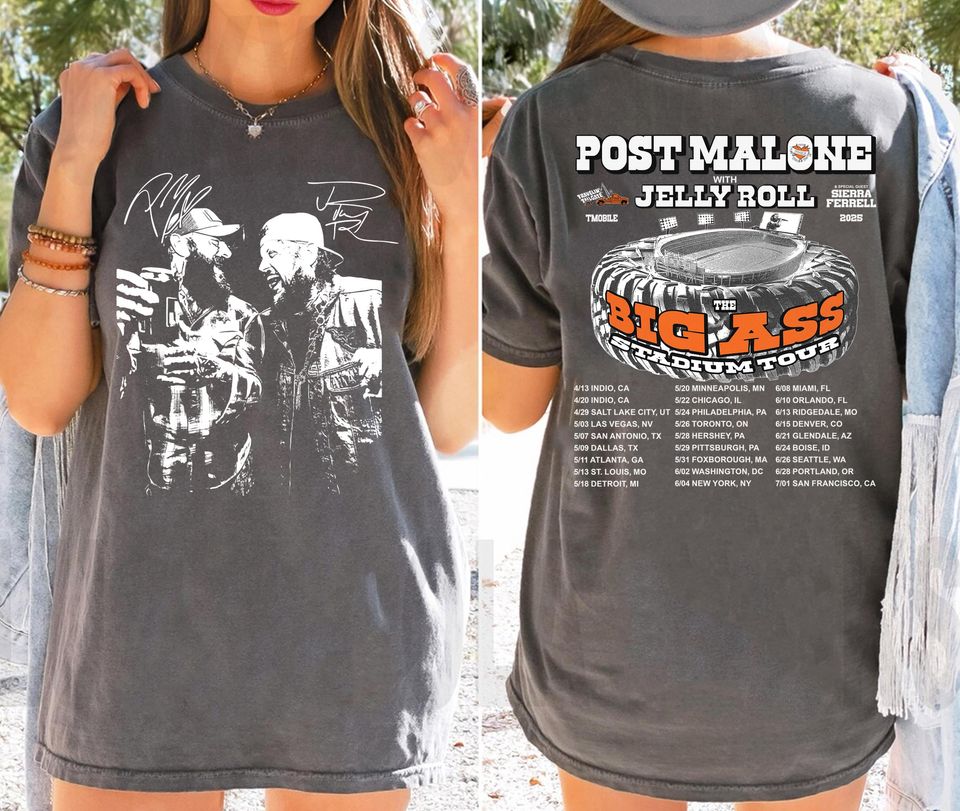 Post Malone 2025 Tour Double Sided T-Shirt - Retro Western Country Music