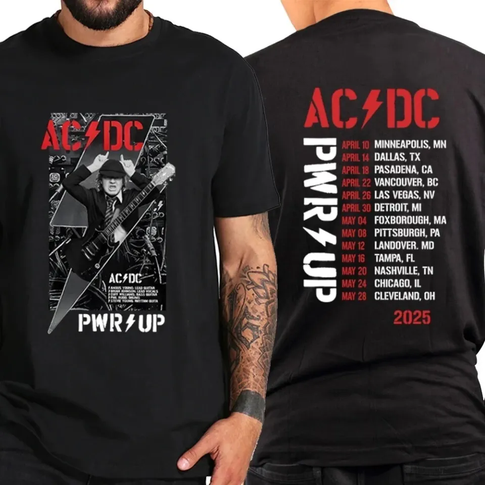 Hot !!! 2-Side Ac-Dc Pwr Up Tour 2025 T-Shirt, Ac-Dc Rock Band Tour 2025 Tee Shirt