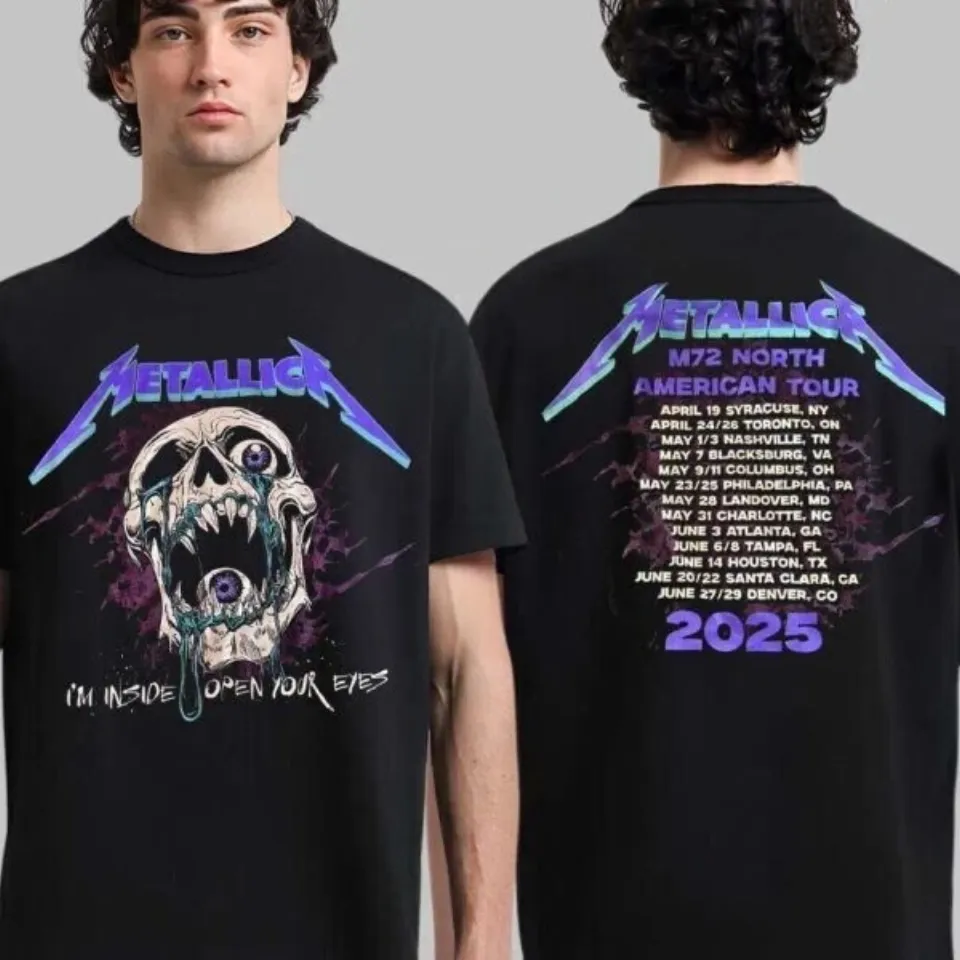 Metallica M72 2025 Tour Dates Skull Two-Sided T-Shirt