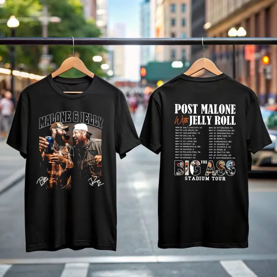 Post Malone Jelly Roll 2025 Tour Double Sided T-Shirt