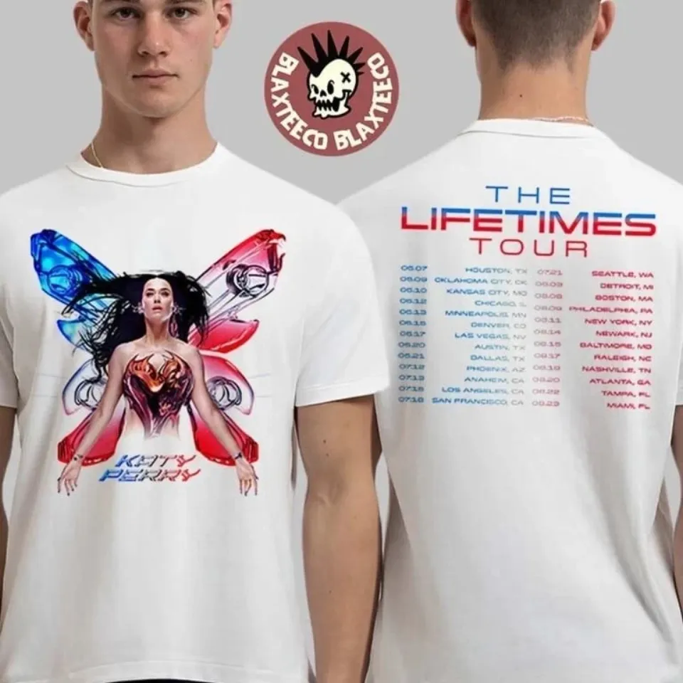 Katy Perry Lifetimes Tour 2025 Double Sided Butterfly T-Shirt