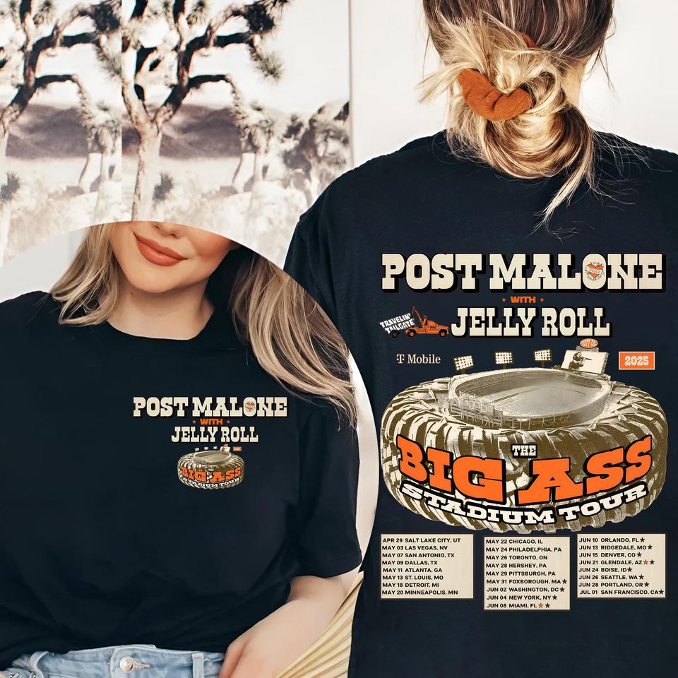 Posty Jelly Roll T-Shirt, 2025 Concert Tour Music Merch