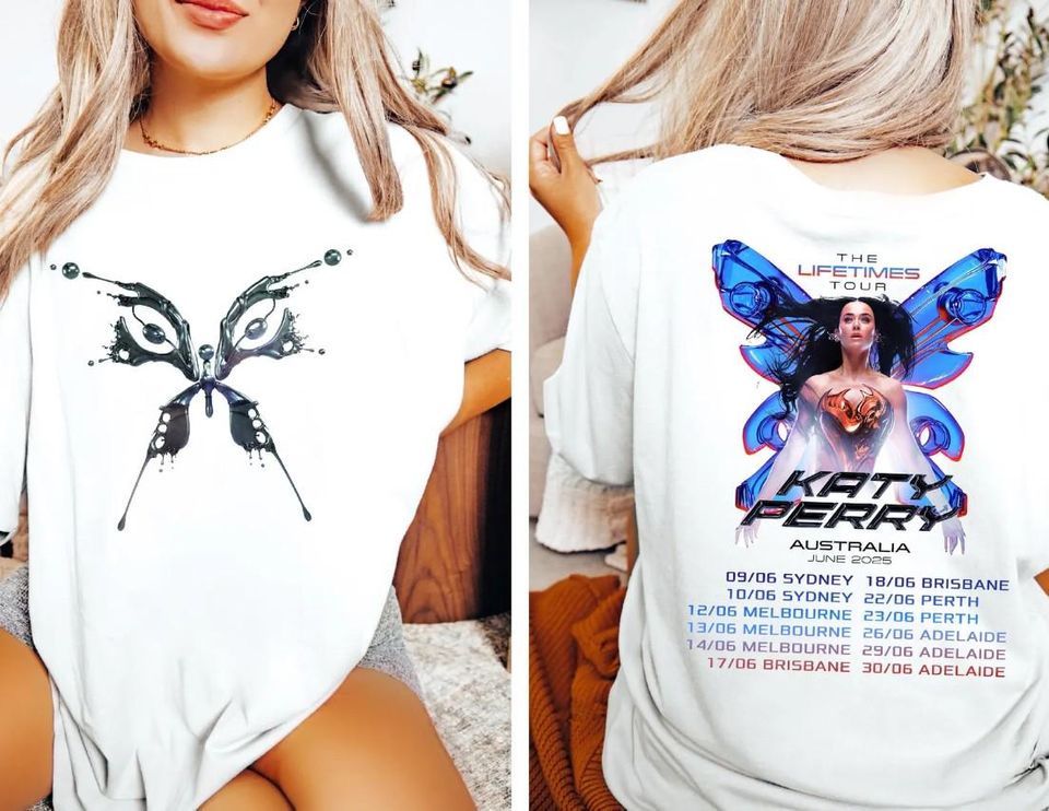 Katy Perry 2025 Tour Double Sided T-Shirt, Retro Music Graphic Tee, Concert Apparel
