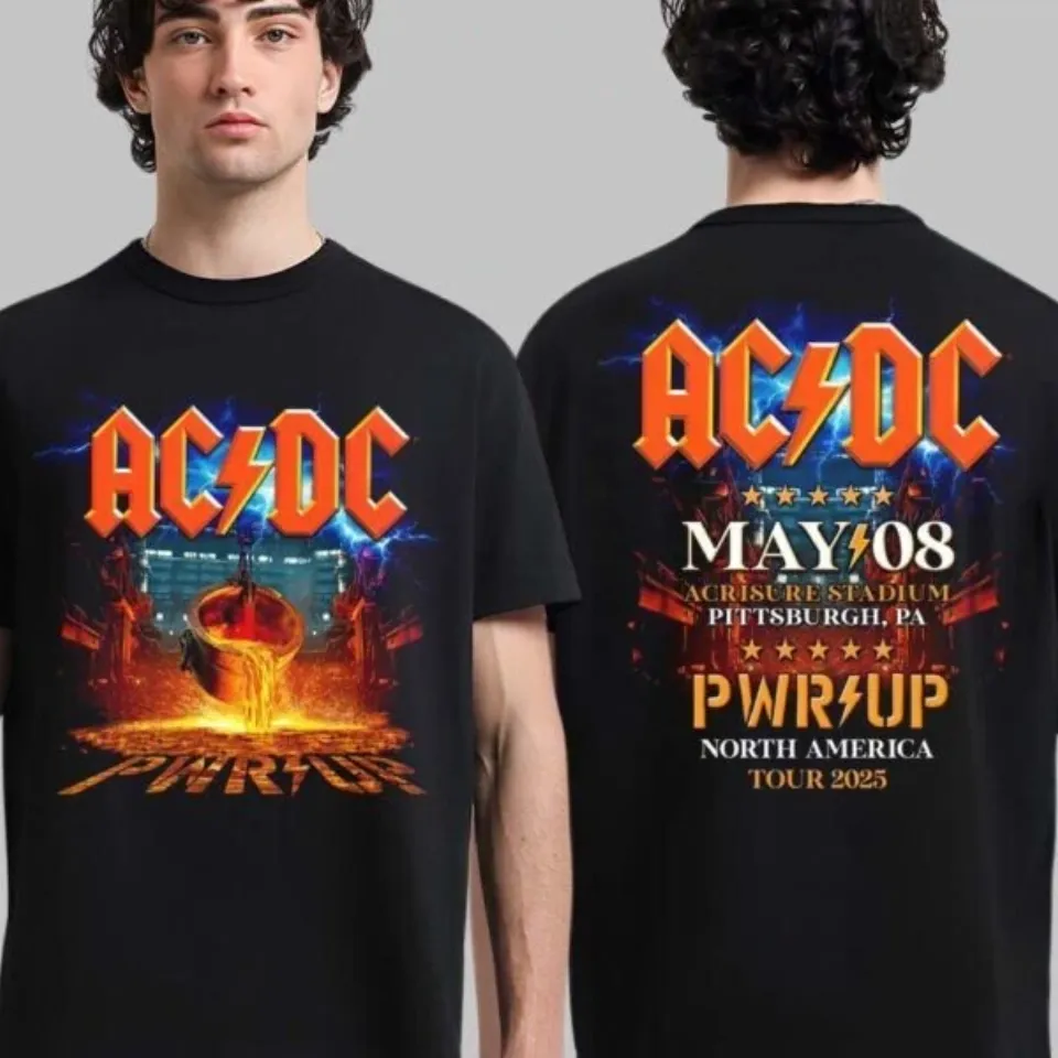Ac-Dc Pwr Up Pittsburgh Pa At Acrisure Stadium North America Tour 2025 T-Shirt