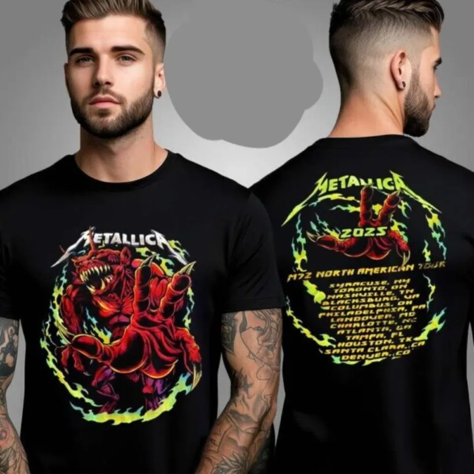 Metallica M72 North American Tour 2025 Tour Dates Two Sided Unisex T-Shirt