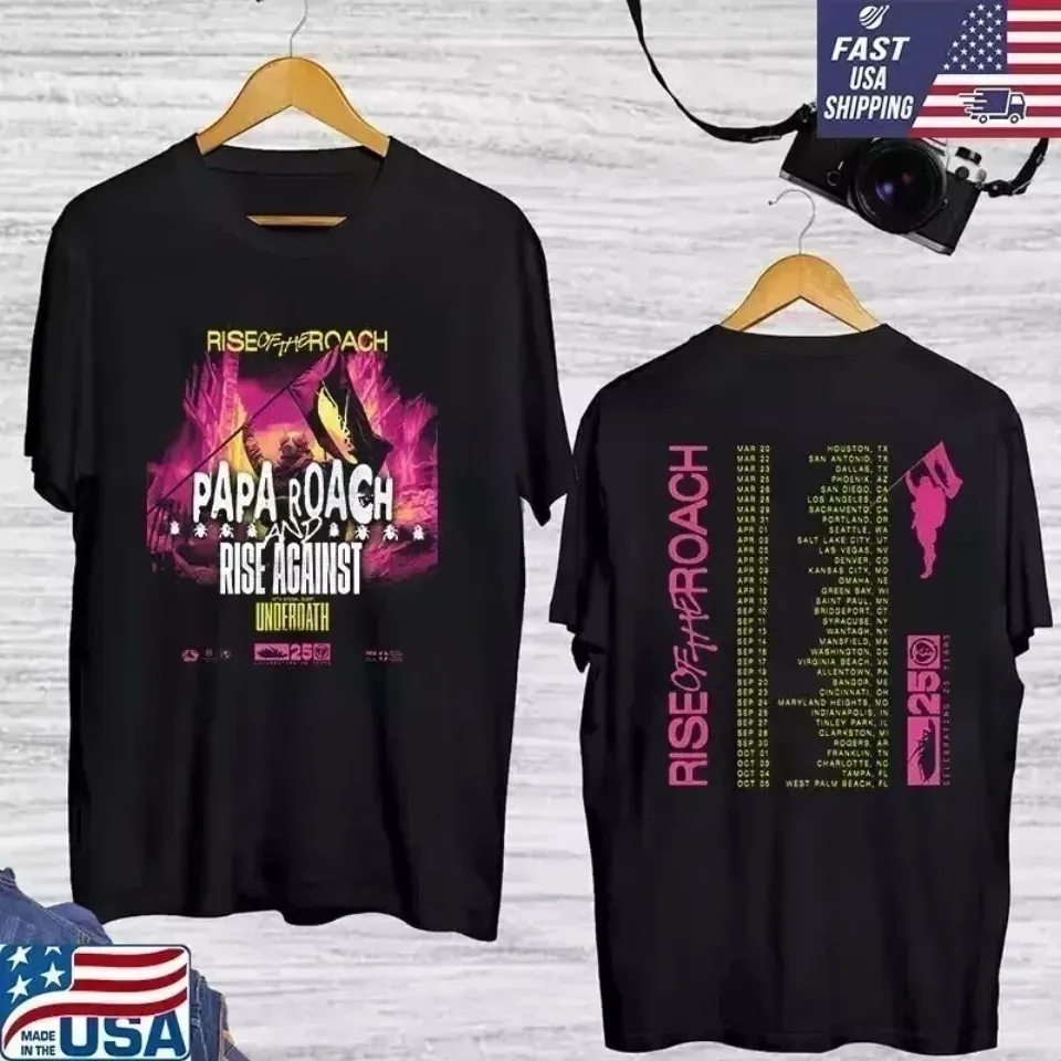 Trend Papa Roach Rise Of The Roach Tour 2025 Double Sided Shirt