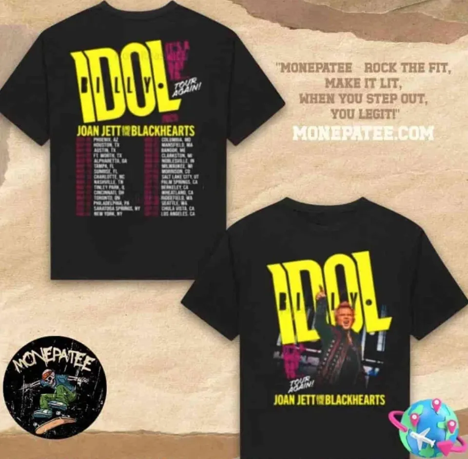 Billy Idol Joan Jett 2025 Tour Double Sided T-Shirt