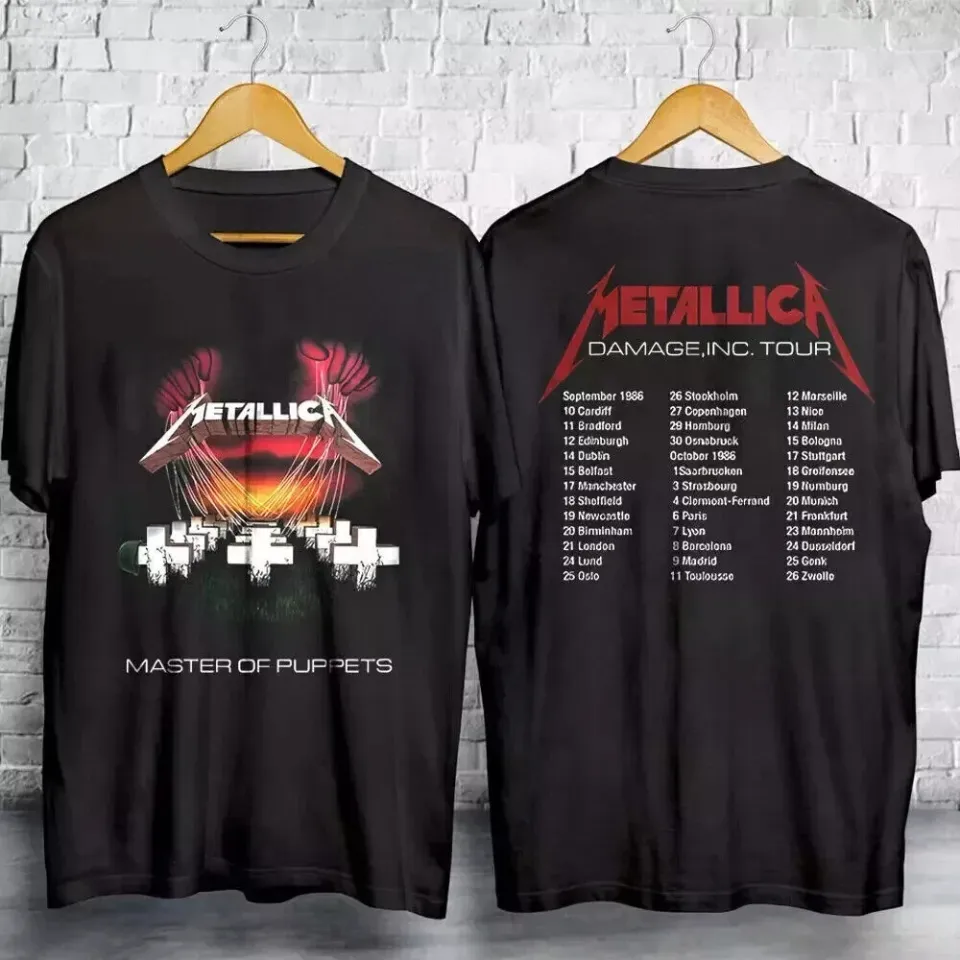 1986 Metallica Men'S Master Of Puppets European Tour T-Shirt