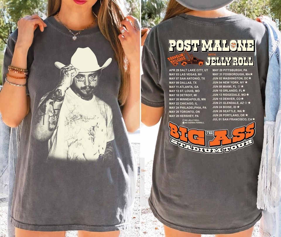 Post Malone Jelly Roll Double Sided T-Shirt, Western Graphic Country Music Tee