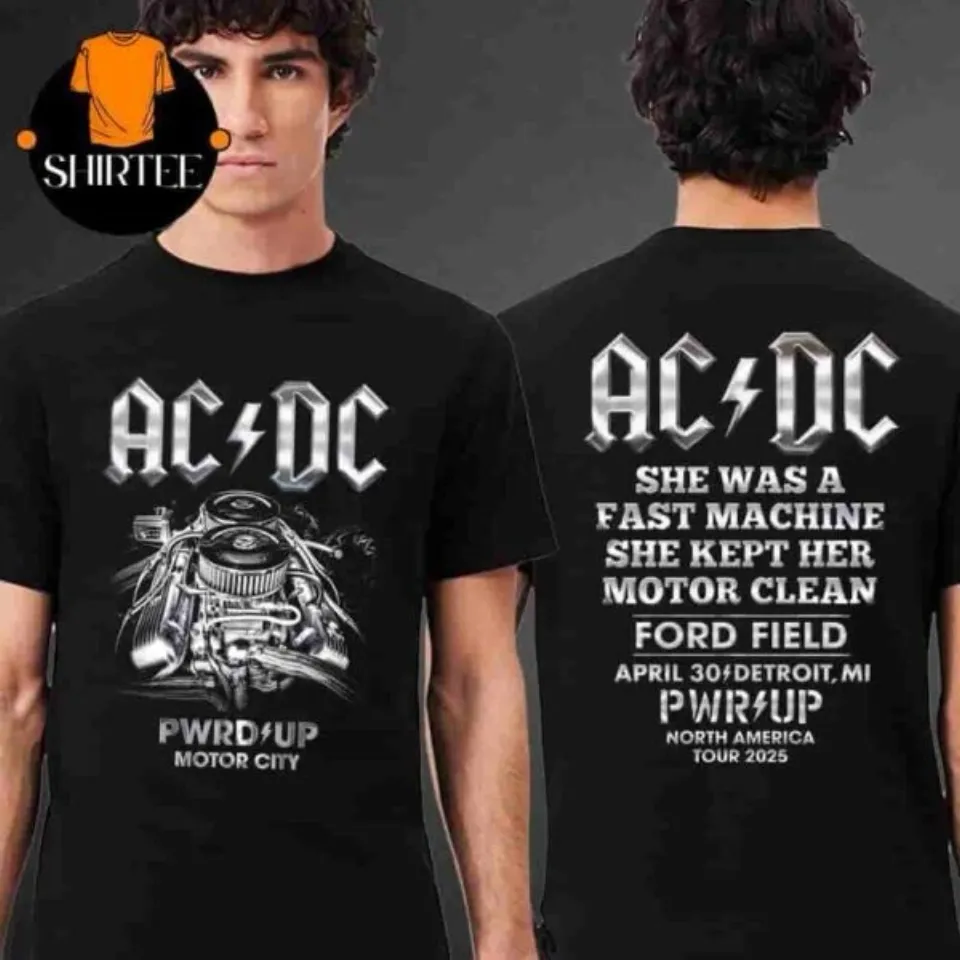 Ac-Dc Power Up Tour 2025 Detroit Pwr Up Tour Tee At Ford Field On April 30Th 2025