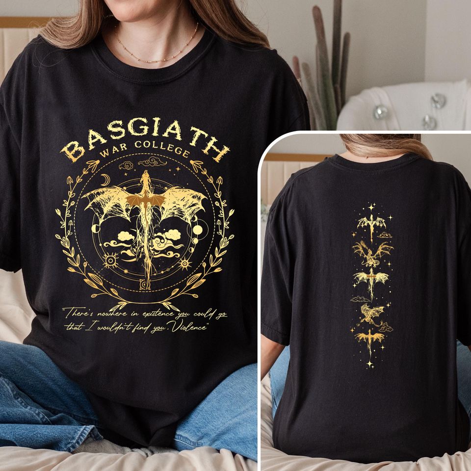 Basgiath War College Tshirt, Fourth Wing Double-Sided T-Shirt, Dragon Rider Shirt, Riders Quadrant Tee, Fourth Wing Tee