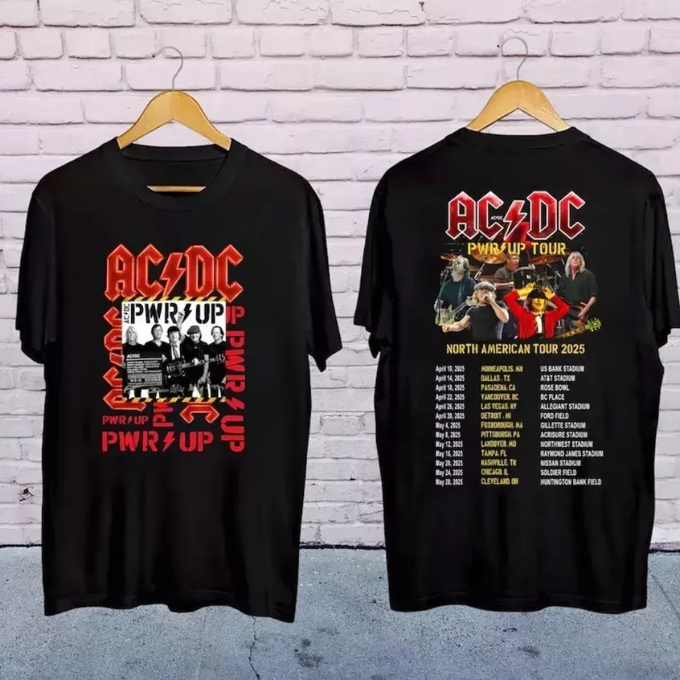 Ac-Dc Band World Tour 2025 Shirt, Rock Band Ac-Dc Pwr Up Concert 2025 T-Shirt