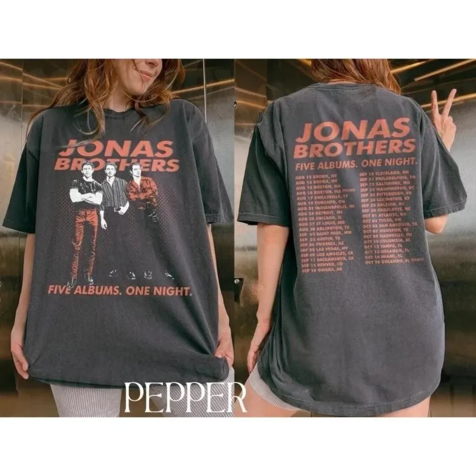 Jonas Brothers Five Albums One Night Tour Shirt Music 2025 Shirt Concert Tee