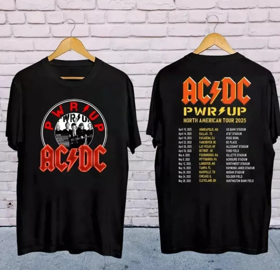 2025 Ac-Dc Pwr Up World Tour Two Sided Rock Band Pwr Up Tour T-Shirt