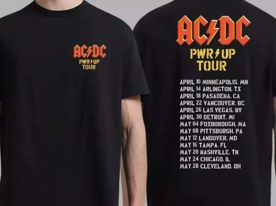 Ac-Dc 2025 Power Up North American Tour Schedule Date List T-Shirt