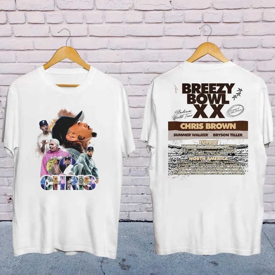 Graphic Chris Brown Breezy Bowl Xx 2025 Tour T-Shirt Chris Brown Album Shirt