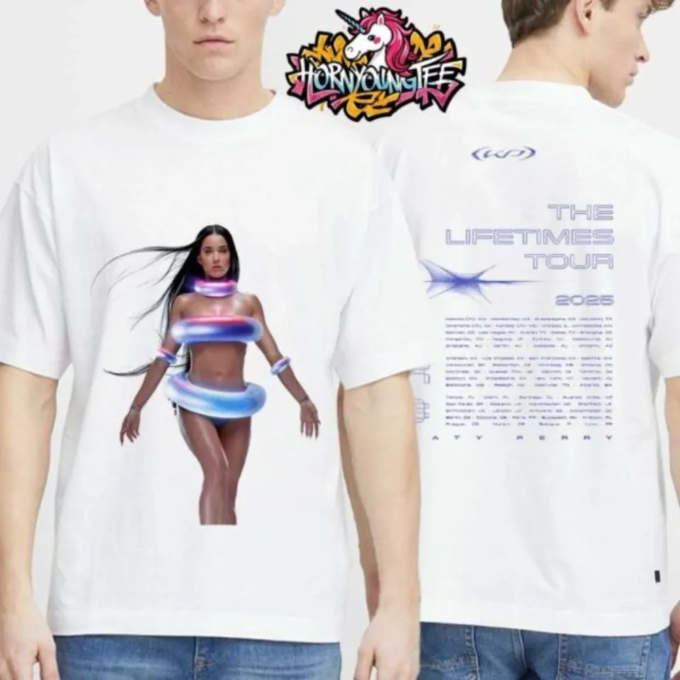 Katy Perry The Lifetimes Tour 2025 Cities Schedule Double Sided T-Shirt