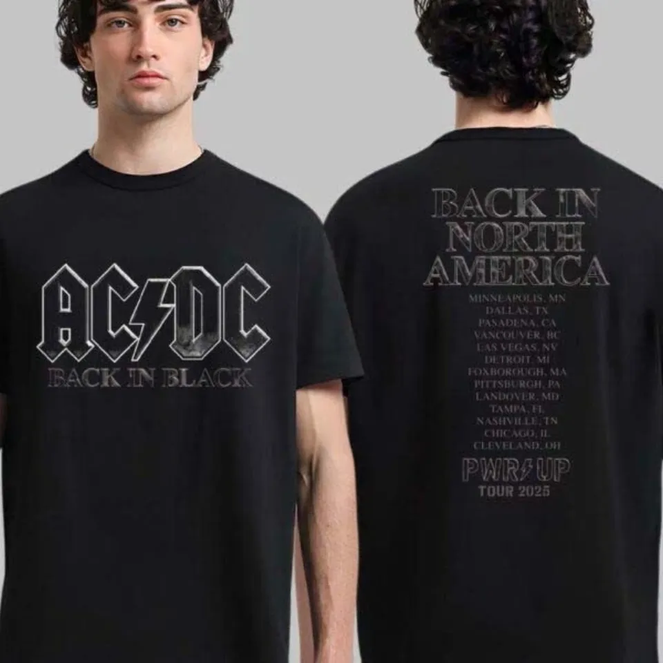 Ac-Dc Back In Black Back In North America Pwr Up Tour 2025 T-Shirt
