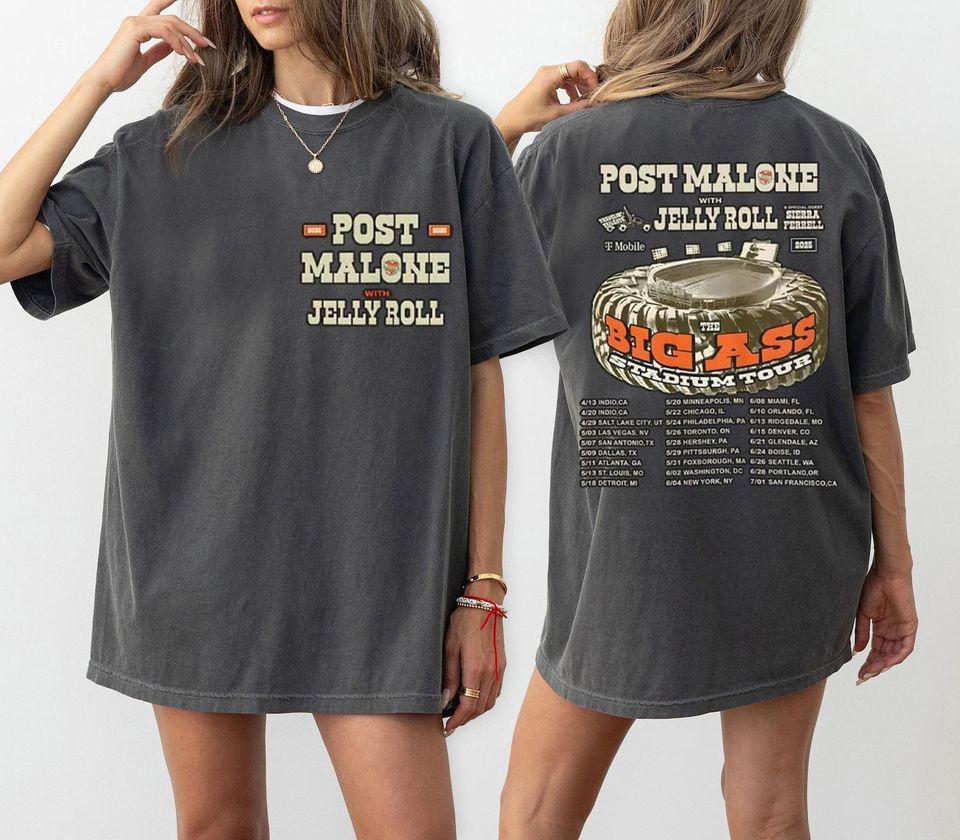 Post Malone Jelly Roll Double Sided T-Shirt, Western Graphic Tee, Country Music Concert Outfit