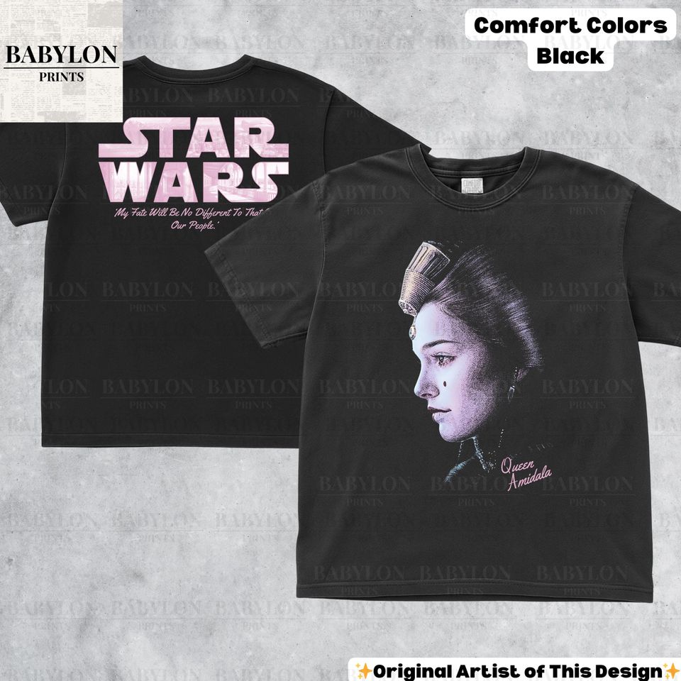 Vintage Queen Amidala T-Shirt Padm Amidala Retro Star Wars Merch Phantom Menace Naboo Revenge Of The Sith Tee
