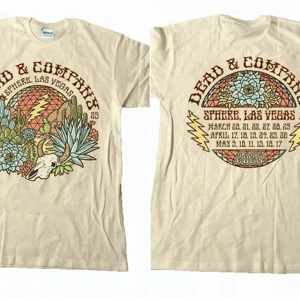 Dead And Company Sphere Las Vegas 2025 Tour 2 Side T Shirt Sand Unisex An45226