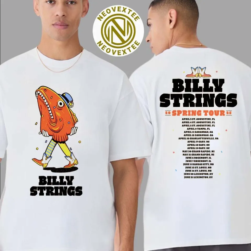 Billy Strings Spring Tour 2025 Walking Fish Double Sided T-Shirt