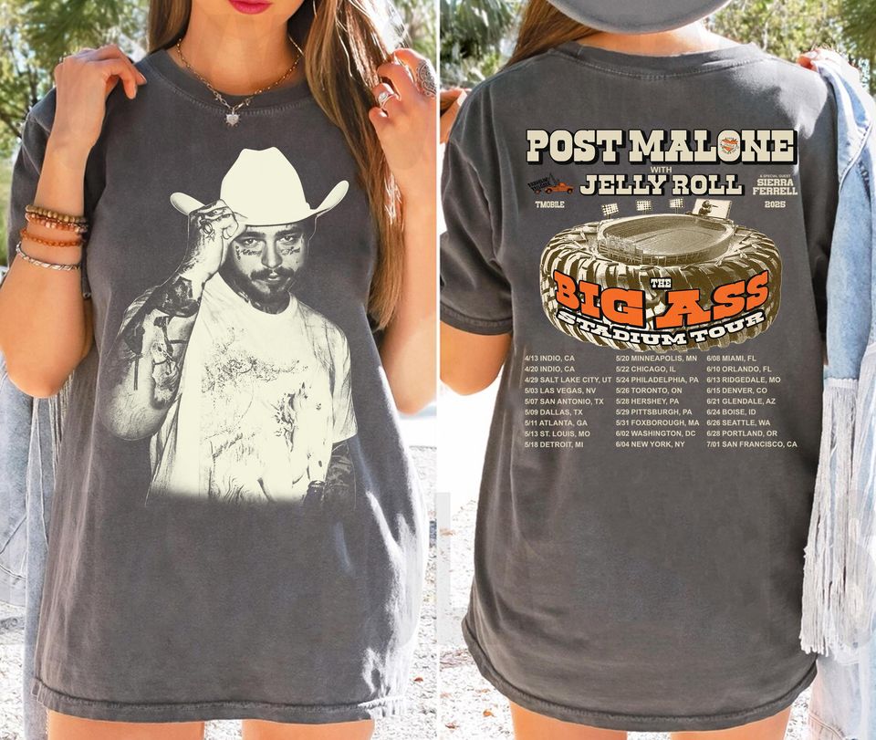 Post Malone Jelly Roll Double Sided T-Shirt, Western Graphic Tee, Country Music Tour Outfit