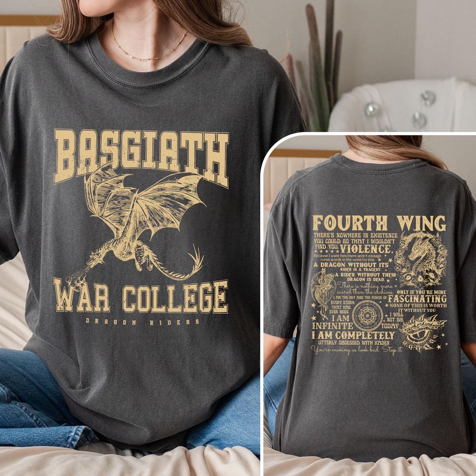 Basgiath War College Comfor Colors Shirt, Fourth Wing Double-Sided T-Shirt, Dragon Rider Shirt, Riders Quadrant Tee, Fourth Wing Tee