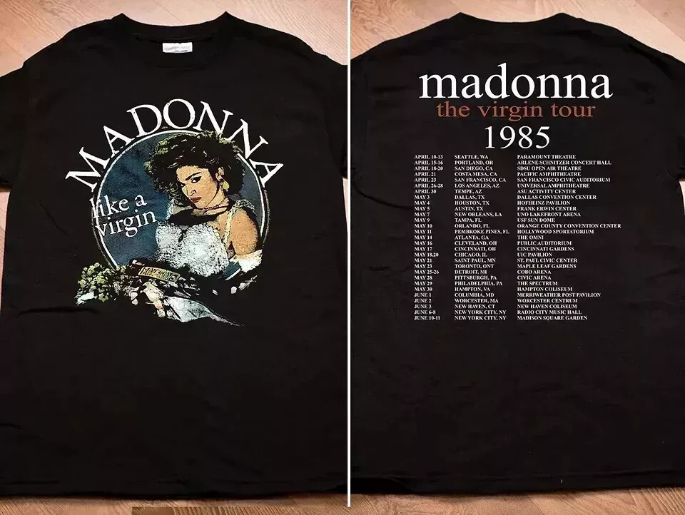 1985 Madonna Like A Virgin Us Tour T-Shirt, Madonna The Virgin Tour 1985 T-Shirt
