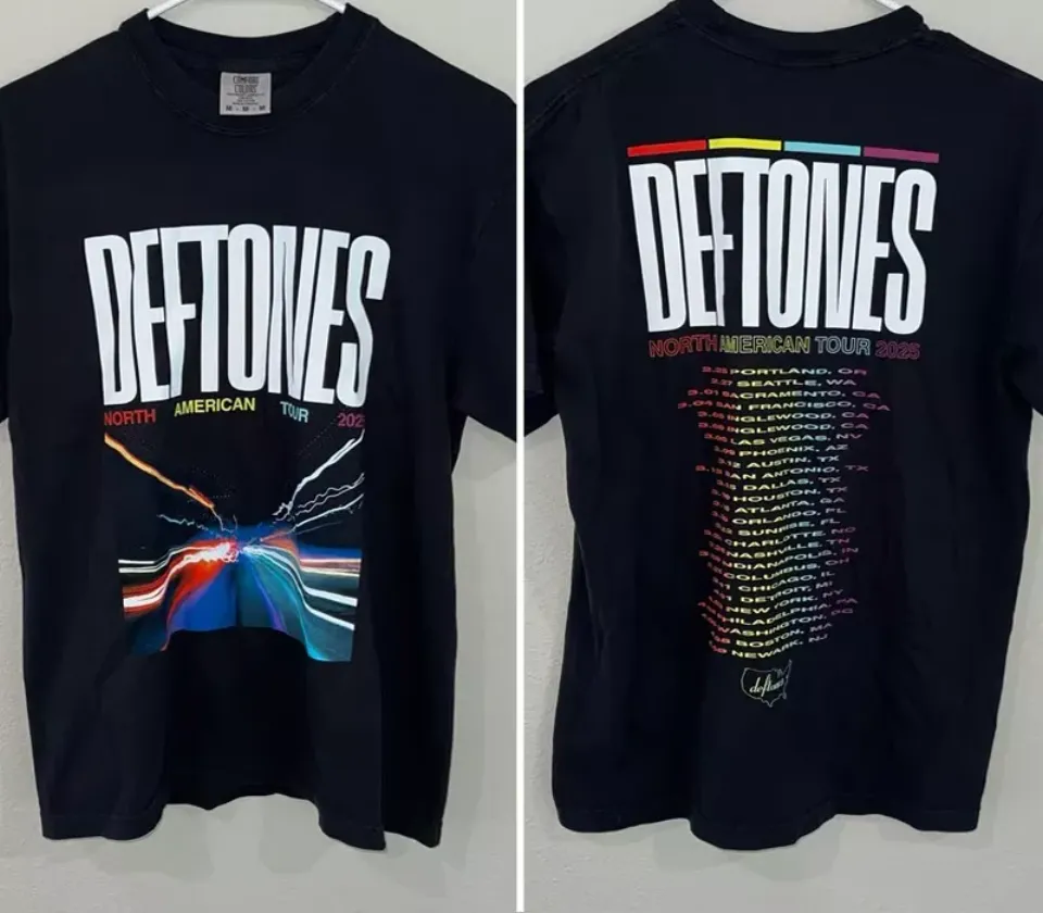 Deftone 2025 Tour Merch North American Dates T Shirt 2 Side Nh17416
