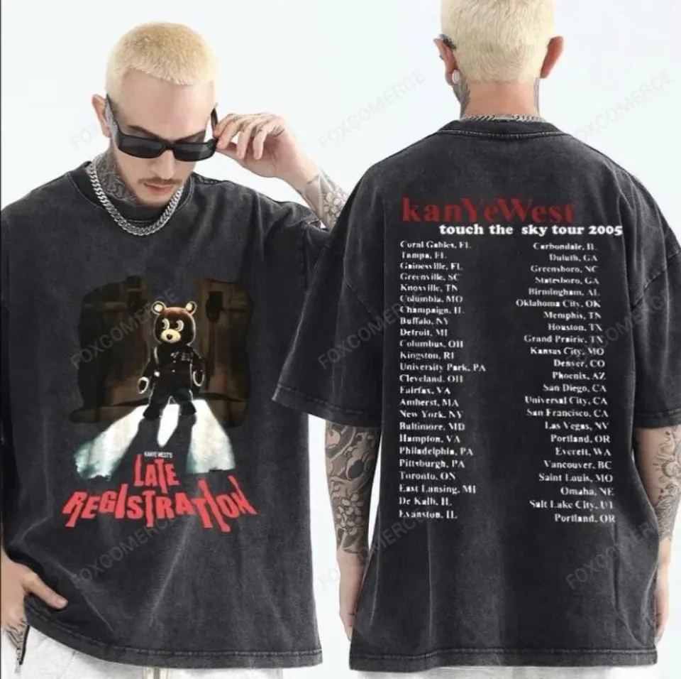 Rapper Kanye West Late Registration Tour 2025 Vintage Washing T Shirt