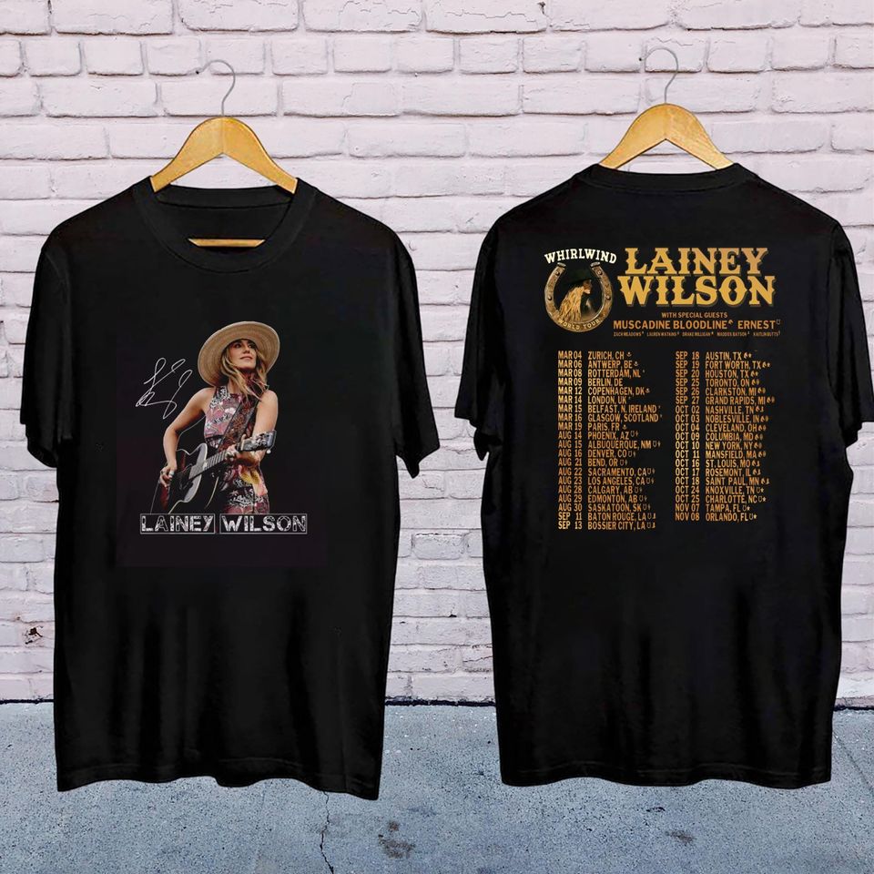 2025 Lainey Wilson Whirlwind World Tour Shirt, Lainey Wilson Country Music, Lainey Wilson Fan Gift, Lainey Wilson Merch, Lainey Wilson Shirt